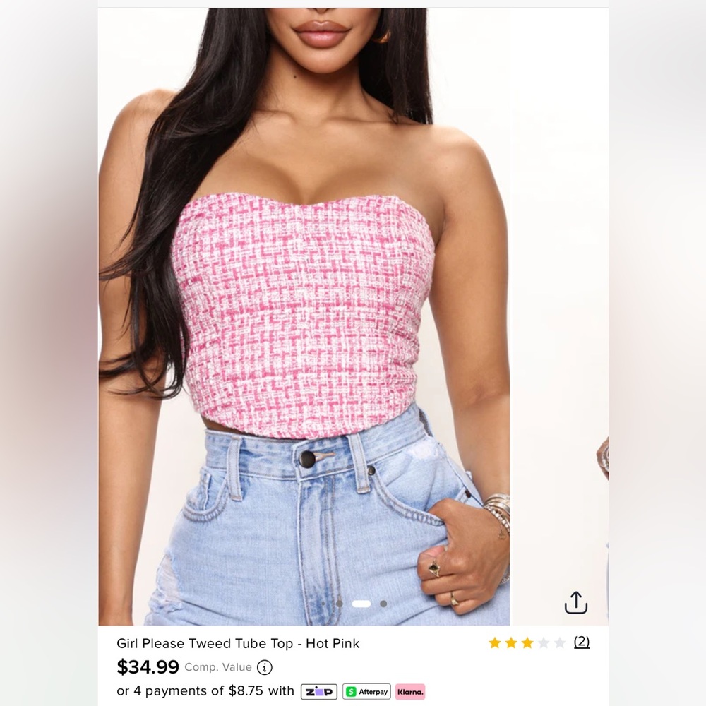 Fashion Nova Pink and White Tweed Bustier - Picture 2 of 8